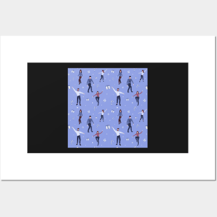 Christmas pattern with people dancing Posters and Art